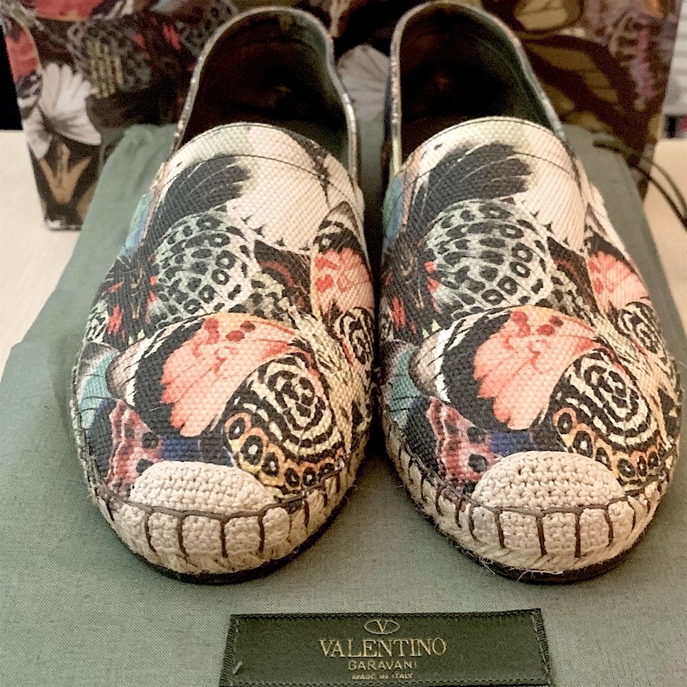 Valentino Colorful Butterfly Print Collection Flat Espadrilles 36 NIB